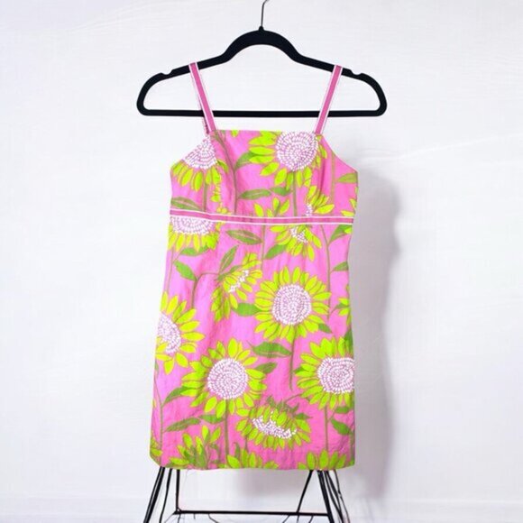 Lilly Pulitzer Girls Kids Dress Pink Yellow Retro Easter Spring size 12 - Picture 1 of 7